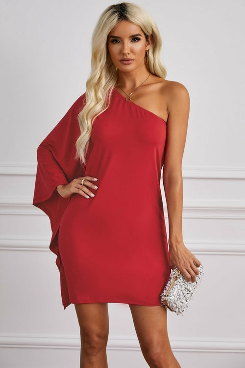 Side To Side One Shoulder Statement Mini Dress